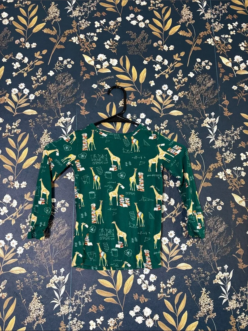Posh Peanut Green Giraffe Math Books Sleep Set Size 4T